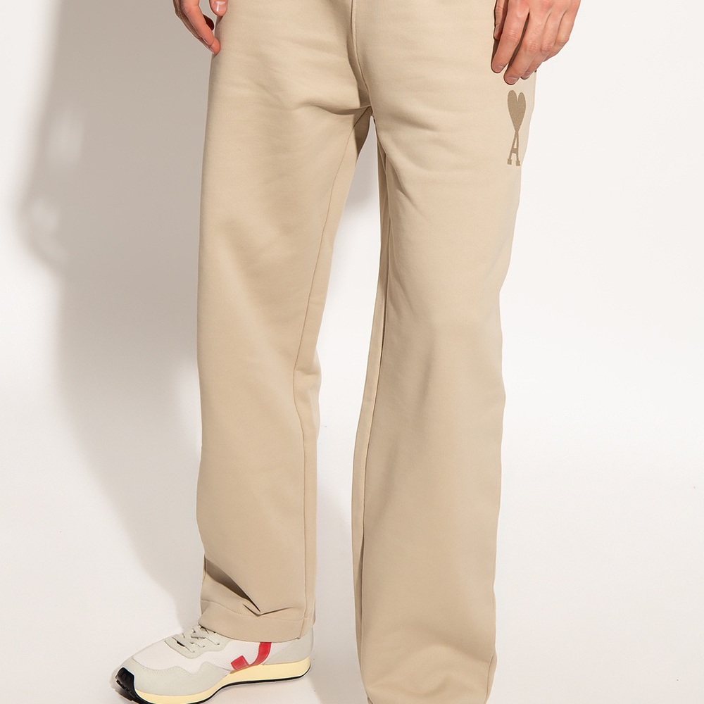 AMIPARIS Knitted Sweatpants Men Beige Sz L